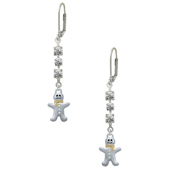 Two-tone Gingerbread Man with Crystal Buttons Crystal Madison Leverback Earrings