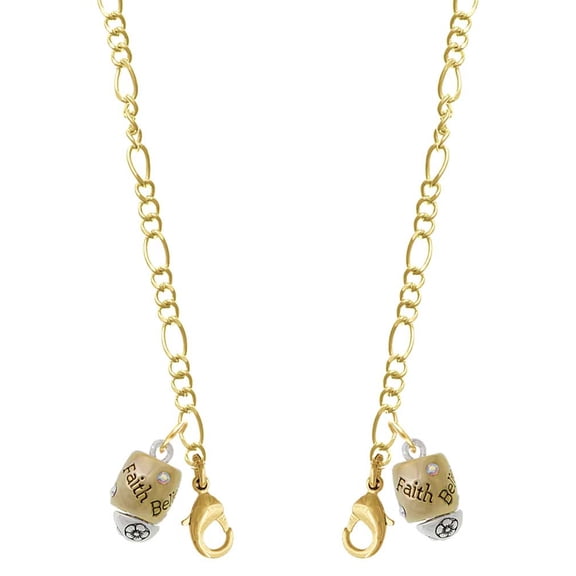 Two-tone Love Hope Faith Believe Spinner Goldtone Face Mask Necklace