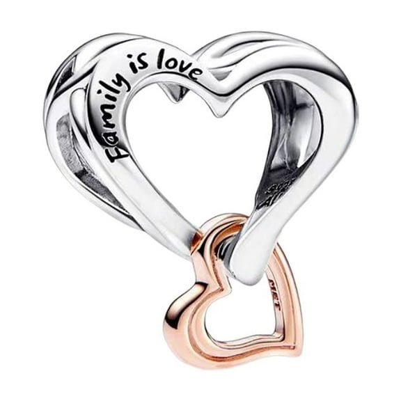 Two-tone Openwork Infinity Heart Charm for Women Moment Charm Bracelet