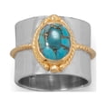 thumbnail image 1 of Two-tone Sterling Silver Turquoise Rope Ring, 1 of 1