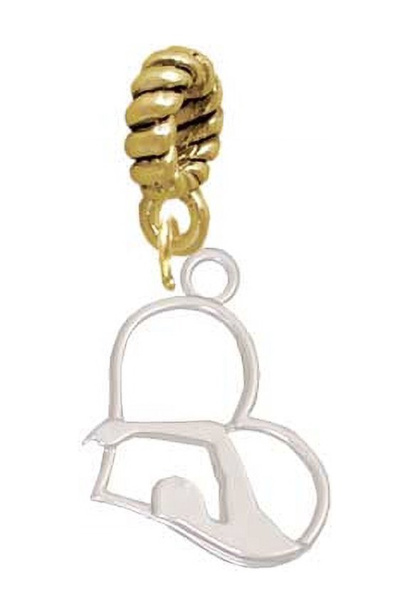 Two-tone Swimmer in Heart - Goldtone Charm Bead