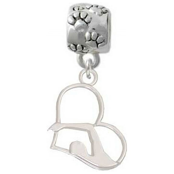 Two-tone Swimmer in Heart - Paw Print Charm Bead