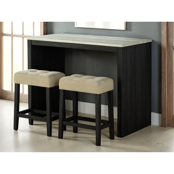 Two-tone travertine tabletop design / Ideal for 2-seater dining room