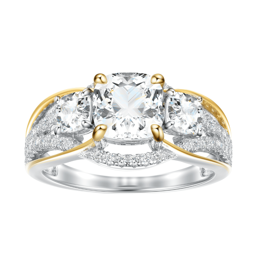 MAIHAO Women's 925 Sterling Silver Citrine Ring - Princess Cut CZ Halo, Cushion Cut, Size 6-10 (Size 9)