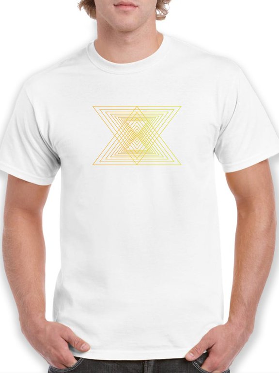 Two triangles in loop pattern Men White T-Shirt, Male Large