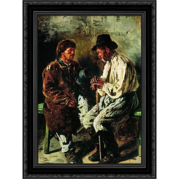 Two ukrainians 20x24 Black Ornate Wood Framed Canvas Art by Makovsky, Vladimir