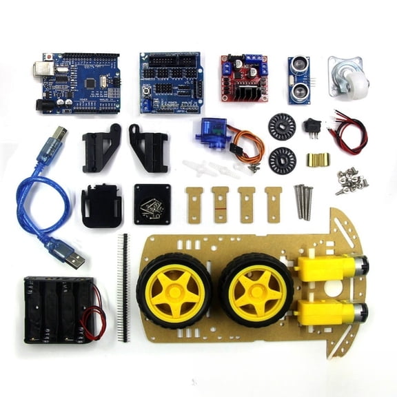 Two-wheel Intelligent Robot Car Kit with Tracking Engine, for FPV Camera for Remote Viewing and Distance Sensor for Smooth Obstacle Navigation
