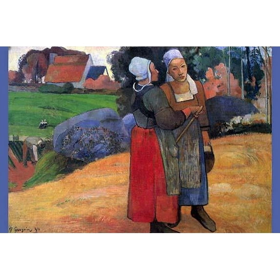 Two women Breton Farmers Poster Print by Paul Gauguin (18 x 24)