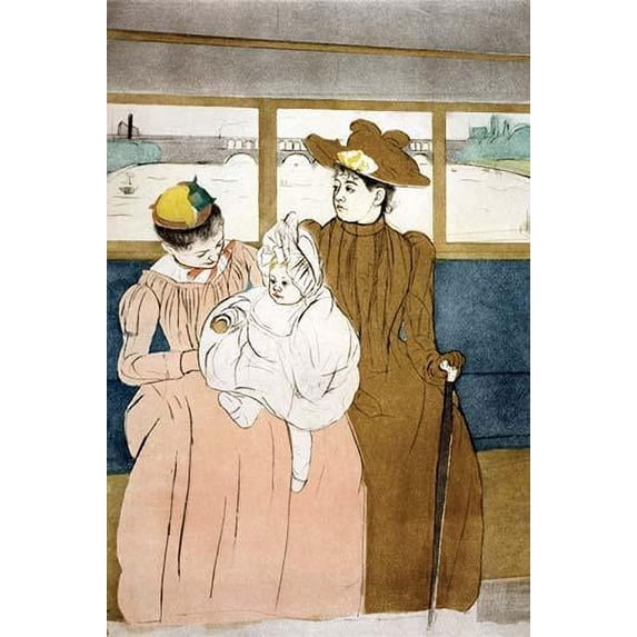 Two women with a baby riding on a tramway. Poster Print by Mary Cassatt (24 x 36)