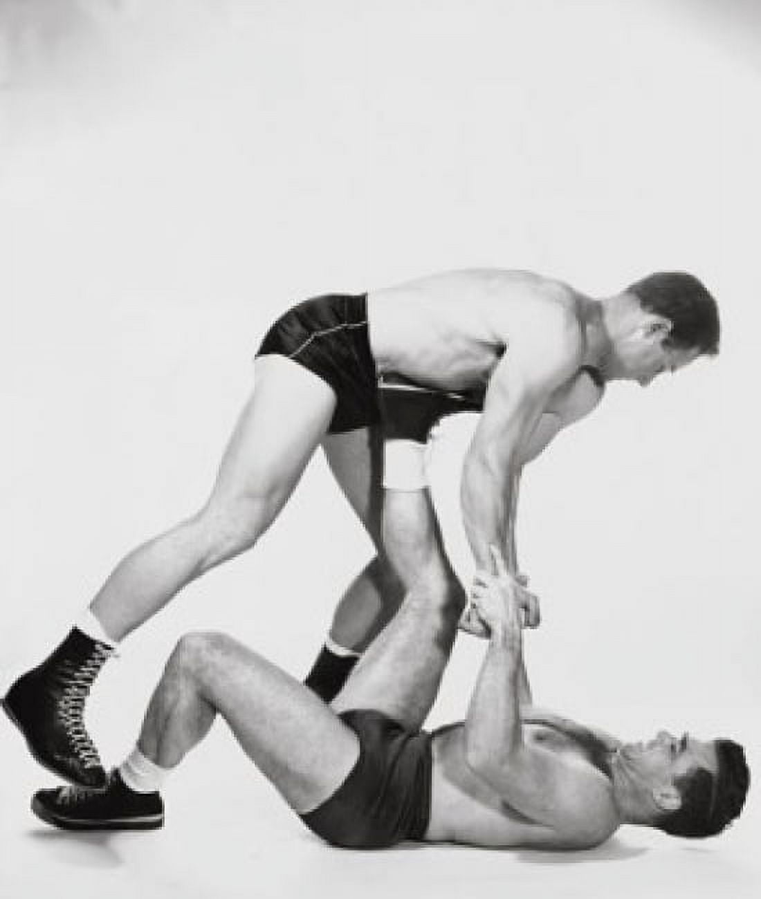 Two young men wrestling Canvas Art - (18 x 24)
