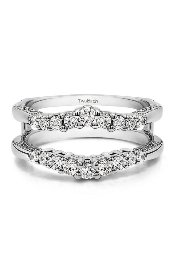 0.71 Ct. Vintage Ring Guard with Filigree Designs in Sterling Silver with Cubic Zirconia (Size 5)