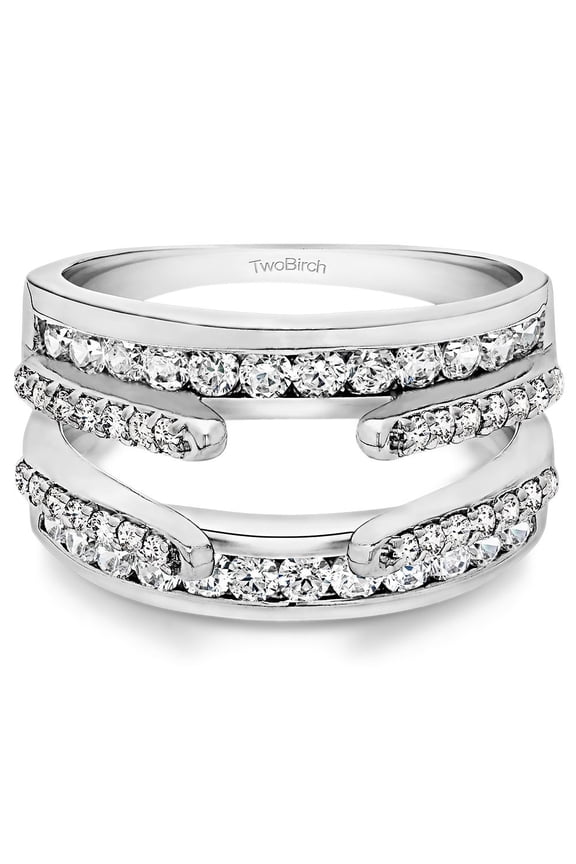1.01 Ct. Combination Cathedral and Classic Ring Guard in Sterling Silver with Cubic Zirconia (Size 4)