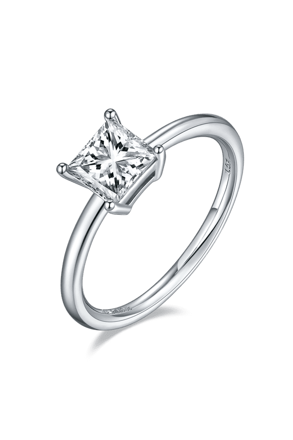 1 Carat Moissanite Princess Solitaire in Platinum Plated Sterling Silver (CERTIFIED) (8)