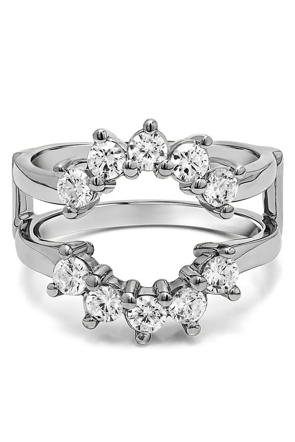 1 Ct. Round Sunburst Halo Ring Guard in Sterling Silver with Cubic Zirconia (Size 4 to 13)