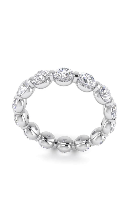Platinum Plated Sterling Silver Round Cut Moissanite Eternity Ring (4 MM) (GRA CERTIFIED) (Size 8)