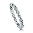 thumbnail image 1 of TwoBirch Platinum Plated Sterling Silver Swirl S Prong Set Round Cut Moissanite Eternity Ring (GRA CERTIFIED) (2.5MM) (Size 7), 1 of 4