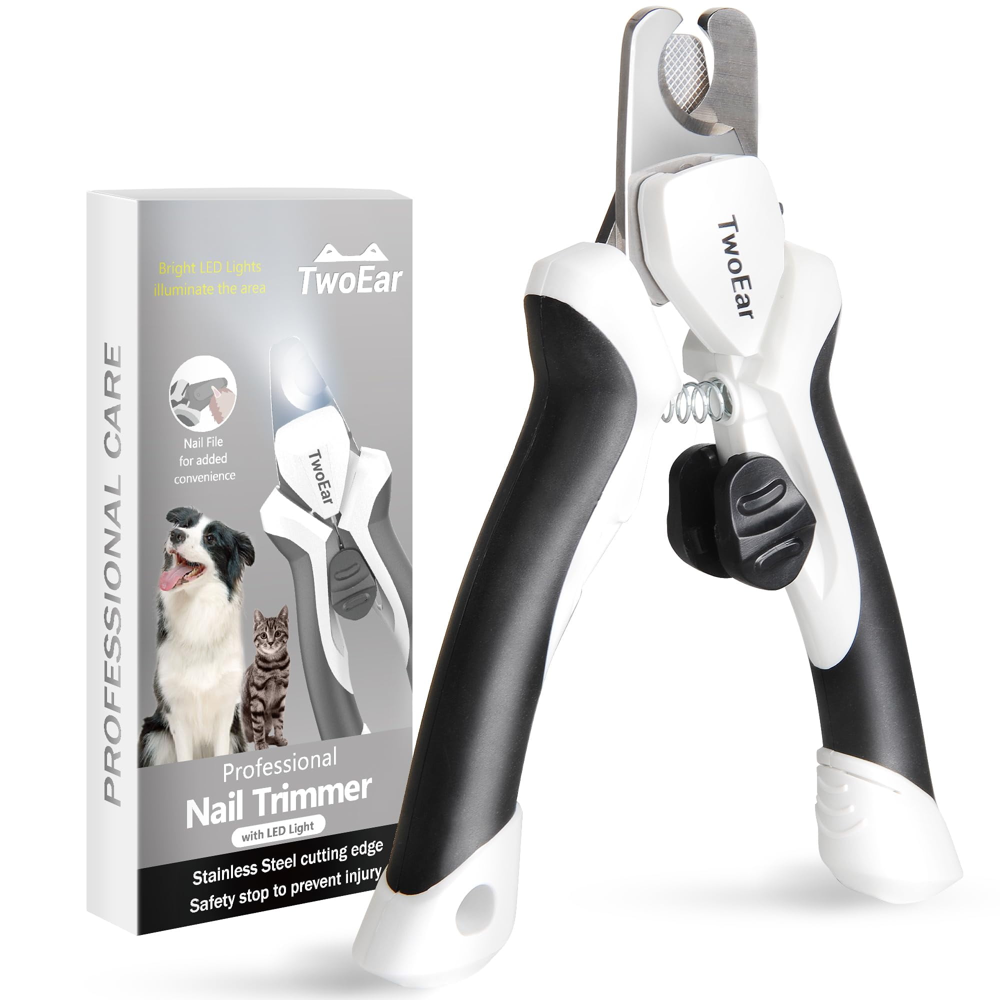TwoEar Dog Nail Clippers with Light, Dog Nail Trimmers with Quick Sensor & Safety Guard, Razor
