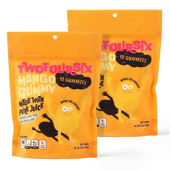 TwoFourSix Mango Gummy Candy – Soft, Chewy Mango Flavor Gummies (Pack of 2)