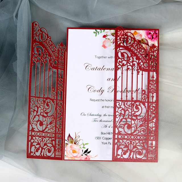 TwoLLL 50X Premium Floral Fold Wedding Cards Love Door-Gate Bridal ...