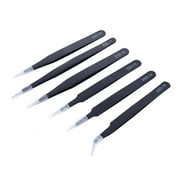 TwoLLL  6 Pcs Precision Tweezers ESD Stainless Steel Antistatic Industrial Electronic Components Maintenance and Antistatic Pincet