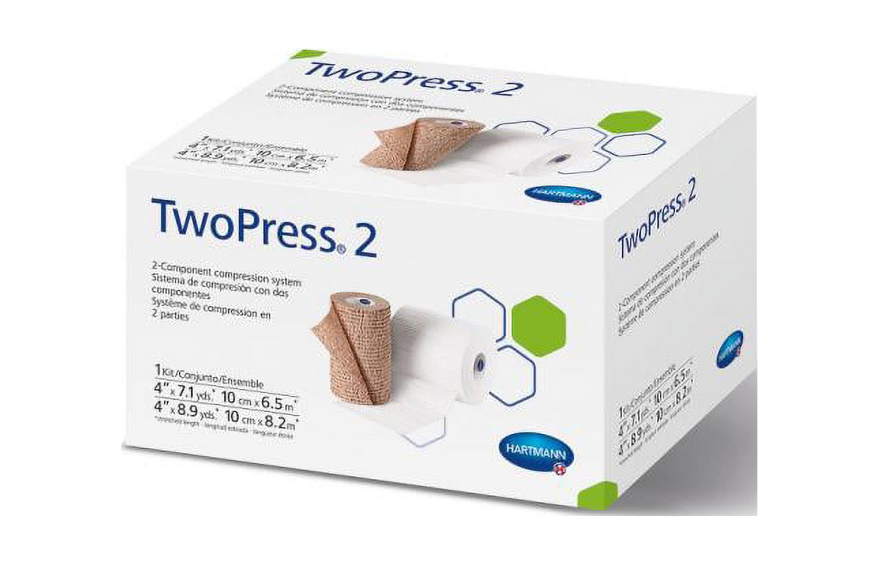 TwoPress 2 Layer Compression Bandage System, 40 mmHg Compression Rating, Tan/White, 1 Count