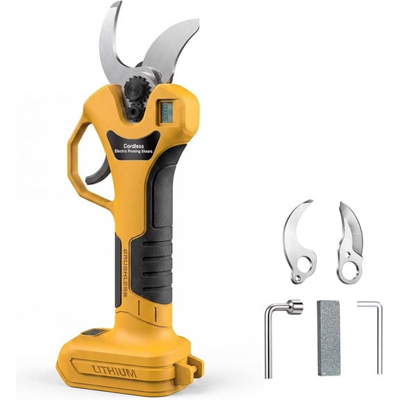 TwoWin Cordless Electric Pruning Shears Compatible with DeWalt 20V Battery, Adjustable 0.8 to 1.2 Inch Cutting Capacity and LCD Display for Garden - Tool Only