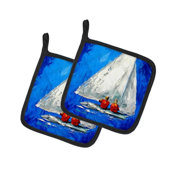 Twos Company Sailboat Pair of Pot Holders 7.5 in x 7.5 in