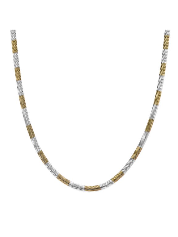 DELIVERING JOY Twotone Flat Snake Chain Necklace Steel 2022"
