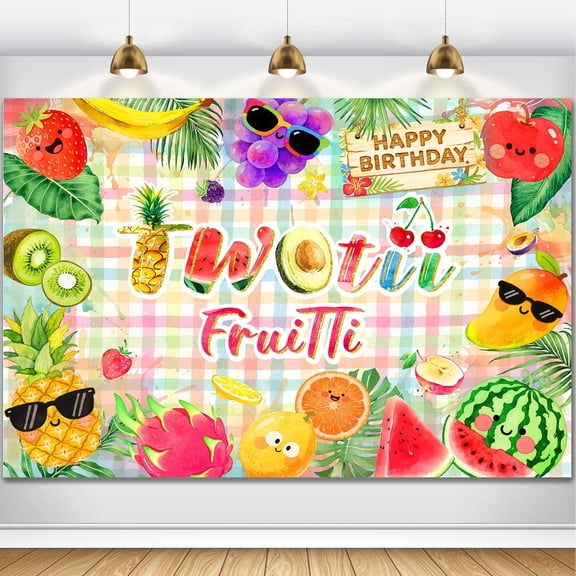 Twotti Frutti Birthday Backdrop Summer Fruit Theme Party Photography Background Watercolor Twotti Fruity Banner Cake Dessert Table Decor for Baby Shower Photo Studio Props