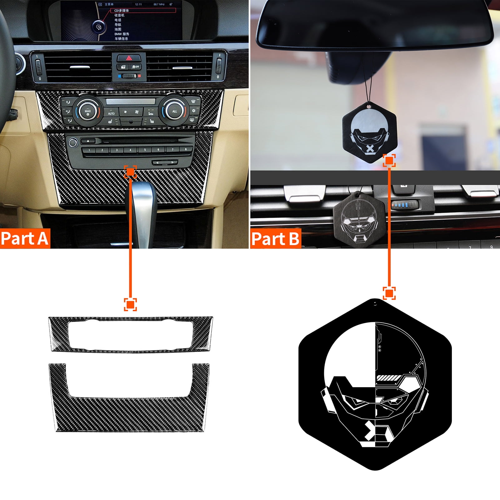 Twowood 2Pcs Car Air Conditioning CD Panel Stickers Fragrance Tablet for  BMW E90/E92/E93