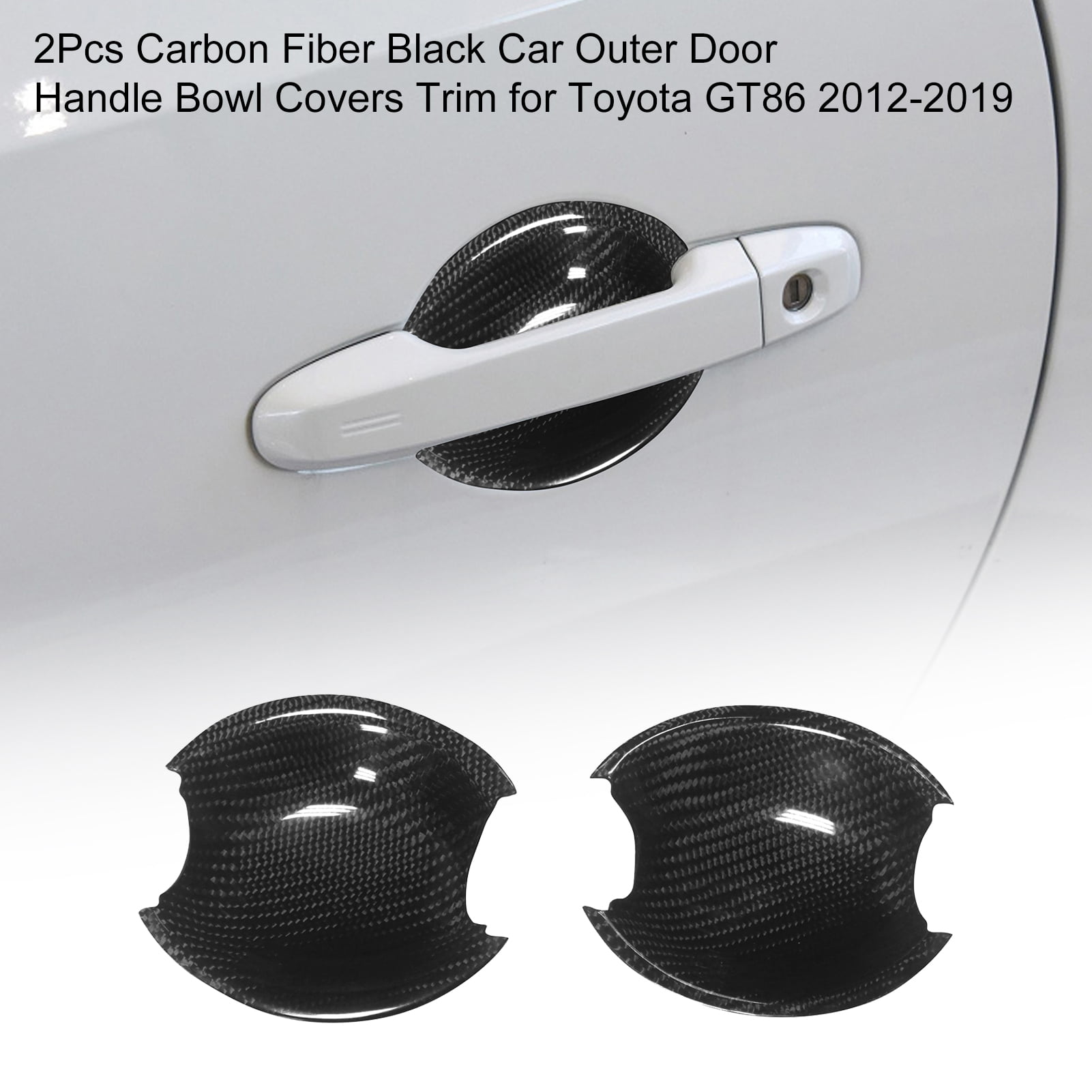 Twowood 2Pcs Carbon Fiber Black Car Outer Door Handle Bowl Covers Trim for Toyota  GT86 2012-2019 