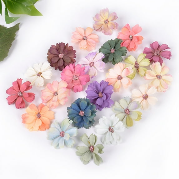 Twowood 50Pcs Multilayer Simulation Fake Flower Heads DIY Accessories Home Party Decor