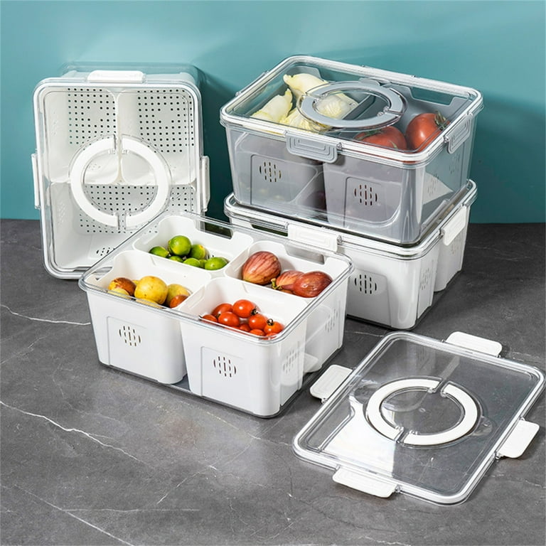 Twowood Food Storage Box Food Grade Multi-compartment PET Refrigerator Food Storage  Container for Home 