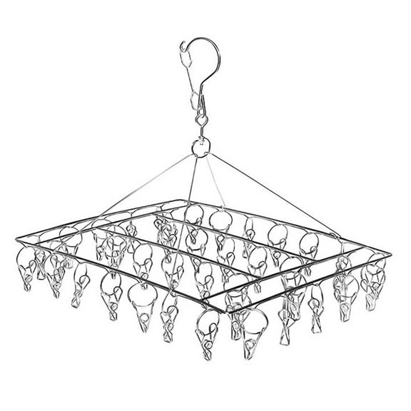 Twoworld Sock Drying Rack Folding Clothes Rack Clip Clothes Hanger Stainless Steel