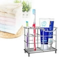 thumbnail image 1 of Twoworld Toothpaste Holder Stainless Steel Bathroom Toothbrush Holder Multifunctional Toothbrush Holder Set Silver, 1 of 7