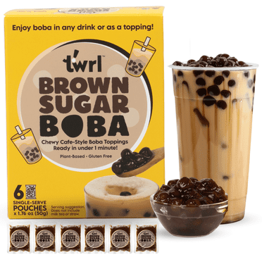 Twrl Milk Tea Brown Sugar Boba Toppings 6-Pack for Bubble Tea & Desserts