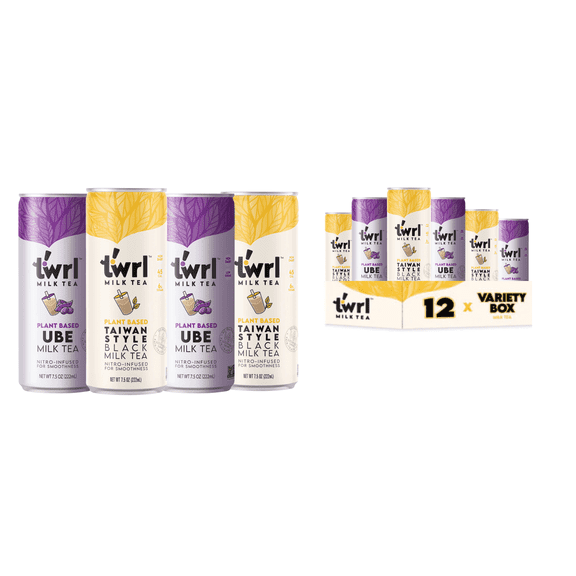 Twrl Milk Tea Variety 12-pack (2 Flavors - Black & Ube)