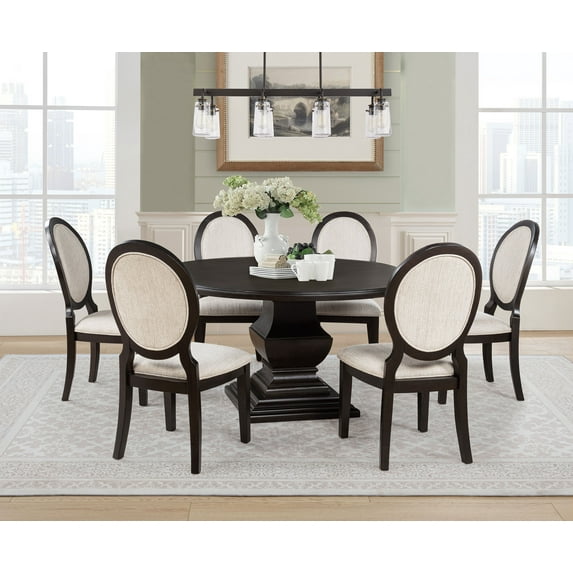 Twyla 7-piece Round Wood Dining Room Table Set Dark Cocoa - Walmart.com