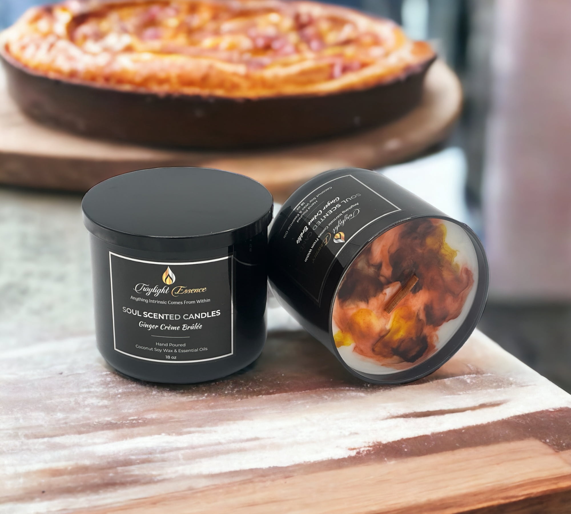 Twylight Essence Ginger Crème Brûlée Scented Jar Candle, 18oz with 45h Burn Time