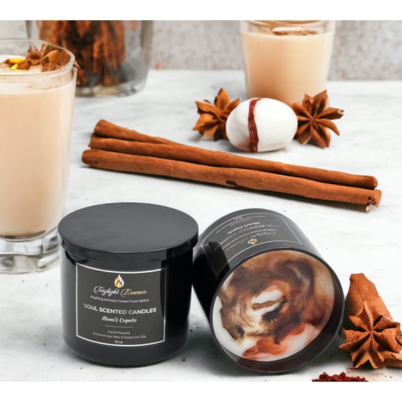 Twylight Essence - Mami's Coquito Scented Wooden Wick Candle, 18oz, Seasonal Scents Collection