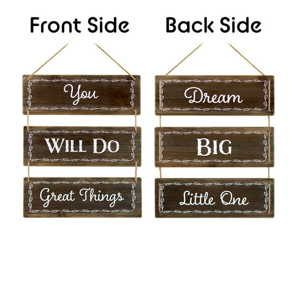 Tx USA Corporation 3 Panels Brown Reversible Hanging Wood Wall Sign Decor -Brown