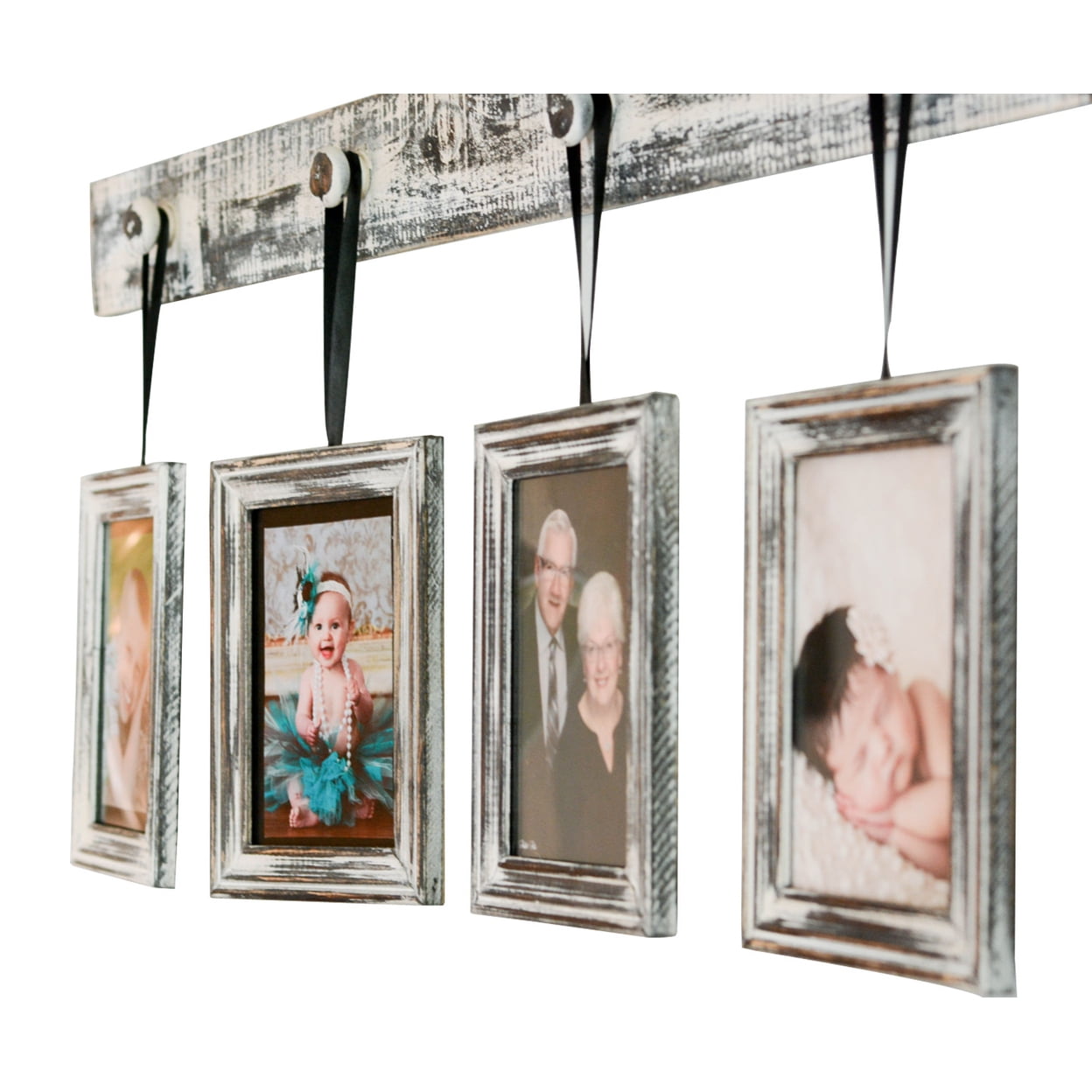 Classic White Washed Wood Wall Photo Frame Set of 3