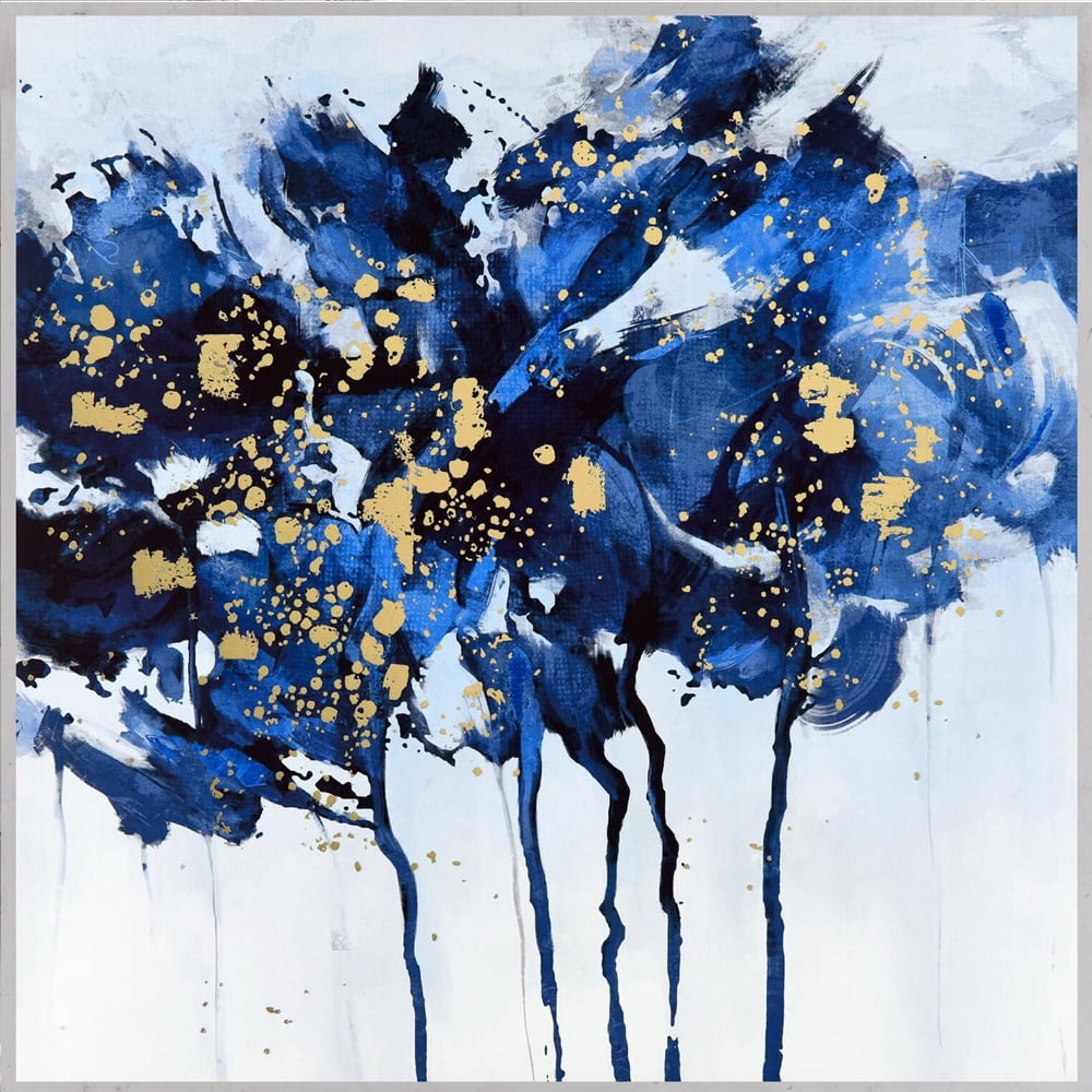 Large Blue and Gold Abstract Canvas Wall Art