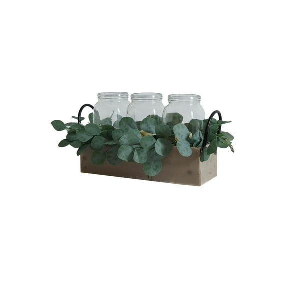 Tx USA Corporation Indoor Tabletop Decorative Nat Wood Box with Greenery