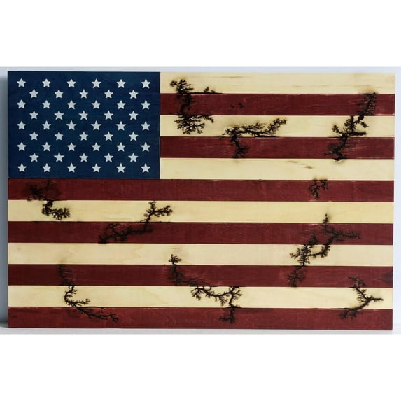 Tx USA Corporation Inspirational Lichtenburg Wood Burning American Flag Wall Decor