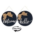 thumbnail image 1 of Tx USA Corporation Welcome Hello Reversible Wood Wall Decor with Burlap Bow- Black, 1 of 7