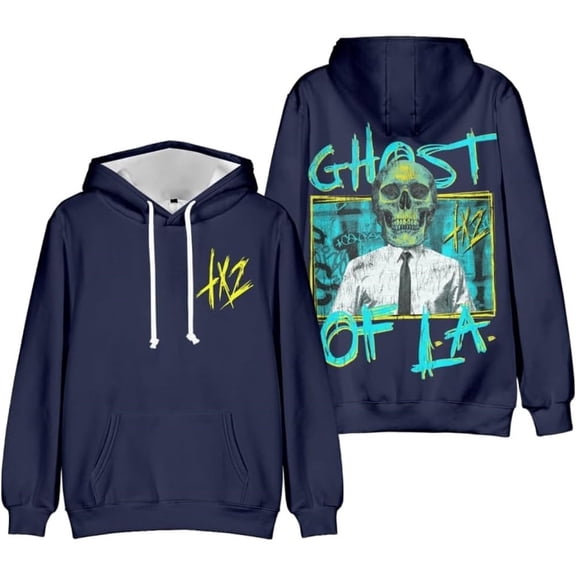 Tx2 GHOST OF LA Merch Hoodie Pockets Drawstring Unisex Fashion Pullover Casual Long Sleeves
