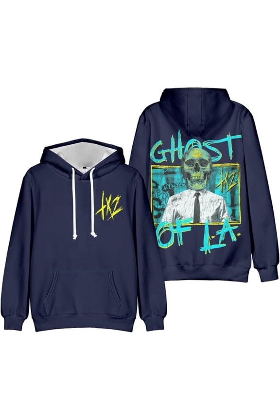 Tx2 GHOST OF LA Merch Hoodie Pockets Drawstring Unisex Fashion Pullover Casual Long Sleeves