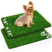 Txbizzer 18 x 23 inch Artificial Grass Puppy Pee Pad, 2-Pack Reusable Fake Grass Turf for Dog Potty Training