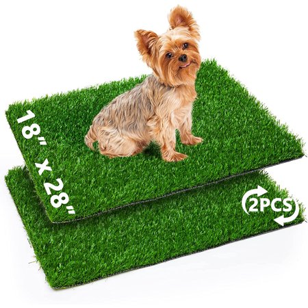 Txbizzer 18 x 28 inch Artificial Grass Puppy Pee Pad, 2-Pack Reusable Fake Grass Turf for Dog Potty Training